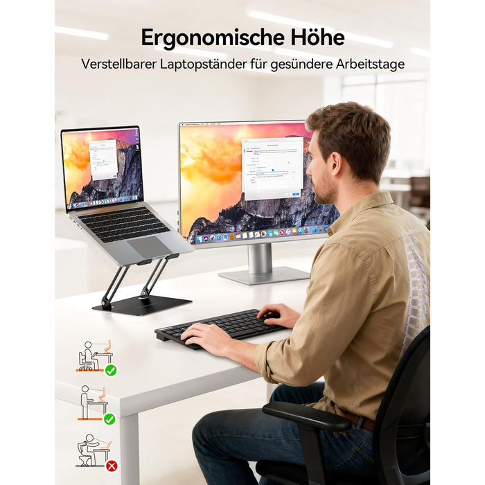 Підставка для ноутбука TECKNET, металева, регульована, чорна, 10-17.3 дюймів