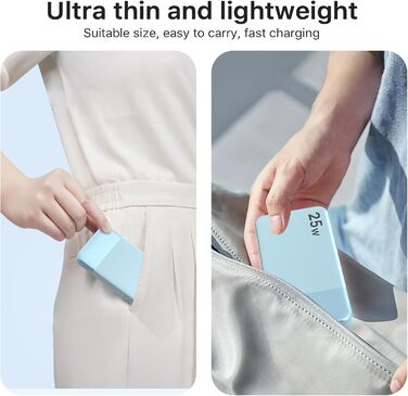 Power Bank NOBIS 10000mAh з цифровою індикацією, 25W, USB-C, блакитний
