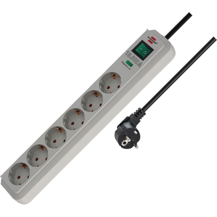 Бренненштуль Eco-Line Розподільний блок 6 розеток з захистом від перенапруги (сірий)