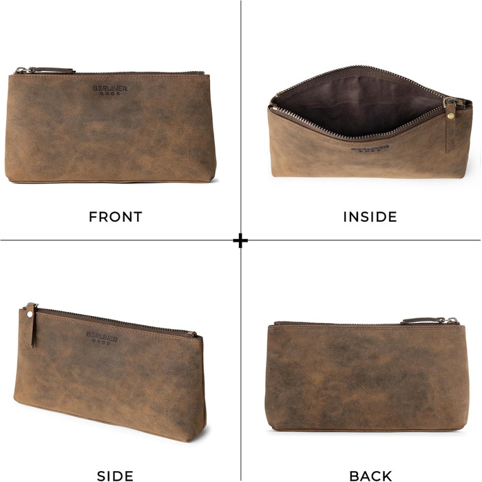Преміум косметичка Berliner Bags Anna зі шкіри, маленький шкіряний пенал для жінок і дівчат, розмір XS, колір еспресо