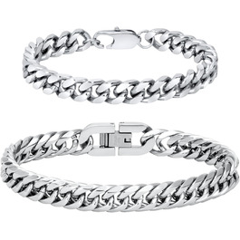 Браслет чоловічий Flintronic з нержавіючої сталі, панцерна ланцюг для чоловіків/хлопців, важкий браслет з ланцюгом, браслет у стилі хіп-хоп, мода, ювелірні вироби, 10 мм, 21 см