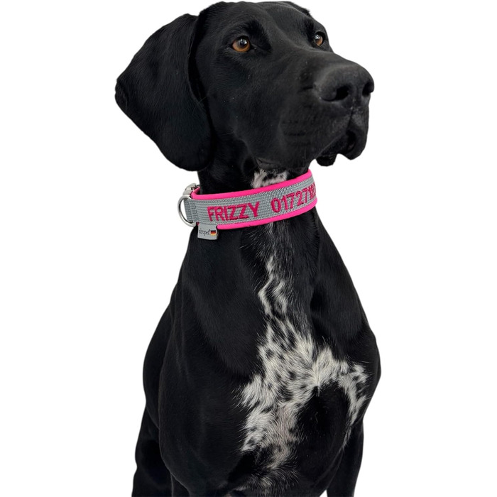 Ошийник для собак з персоналізацією - XS-XXL - індивідуальне замовлення - вишивка імені та номеру телефону - широкий та регульований