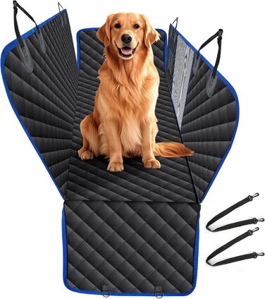 Водонепроникний килимок для собак у машину з боковинами та сіткою, захист для заднього сидіння, ремені безпеки та захист багажника, чорний/сірий