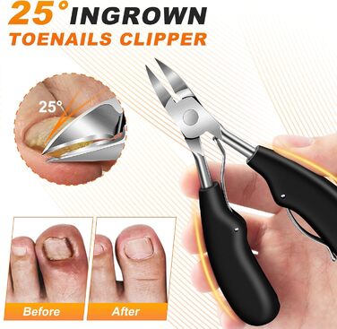 Інструмент для стрижки нігтів для літніх людей та чоловіків з товстими нігтями, 16 мм/37 мм, важкий, з кутовими лезами 45 градусів, для врослого нігтя (Помаранчевий)