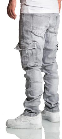 Чоловічі джинси карго Amaci&Sons Regular Slim 7977 (30W/30L, світло-сірі, з потертостями)