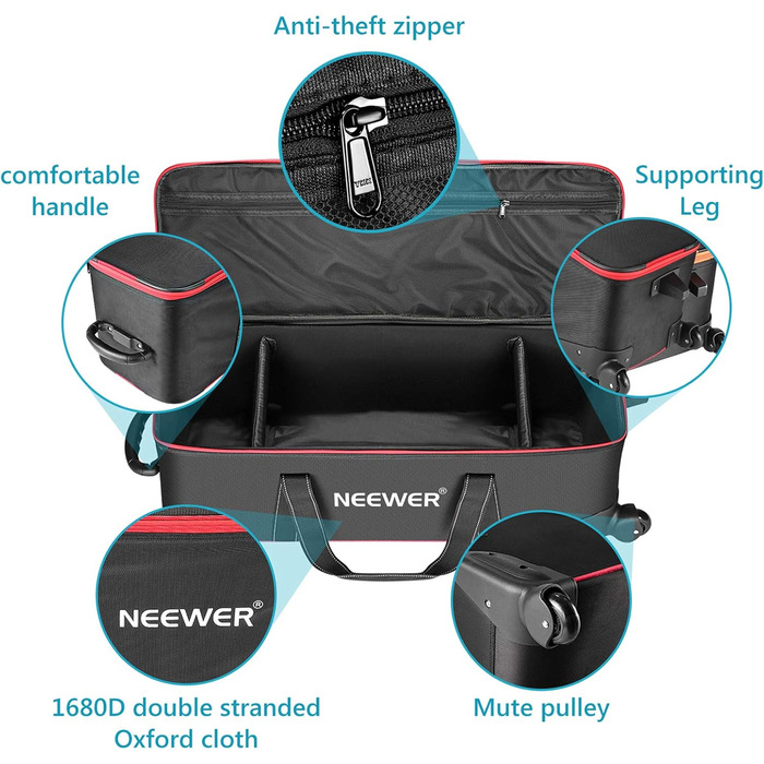 Рюкзак для камери NEEWER Pro: водонепроникний, з захистом від ударів, з замком-кодовиком, сумісний з DJI Drone, DSLR, об'єктивами та аксесуарами (77x28x27 см, чорний)