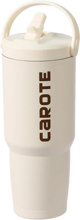 CAROTE Stainless Steel Water Bottle with Straw 960ml, Vacuum Thermos Bottle with Flexible Lid, Leak-Proof, BPA-Free, Double-Walled Insulated Bottle for Hot and Cold Drinks (White)