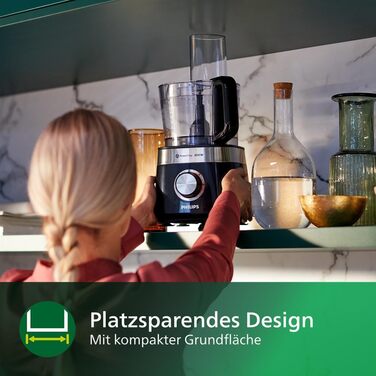 Philips Compact Food Processor – 850W, 31 Functions, 2.1-Liter Bowl, PowerChop, Stainless Steel Blade (HR7530/10) 850 Watt, 29 Functions + Stand Mixer Attachment