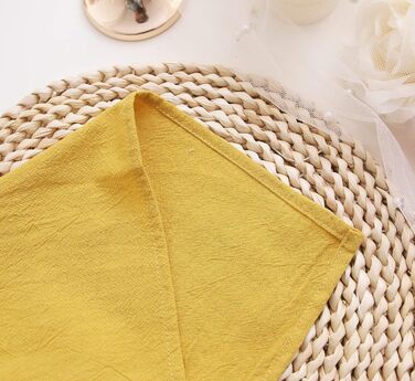 JINVASE Fabric Napkins, 100% Soft Cotton Linen Napkins, Washable Fall Napkins with Hemmed Edges, for Wedding Decorations, Christmas, 16 x 16 inches (12 Pack, Mustard Yellow)