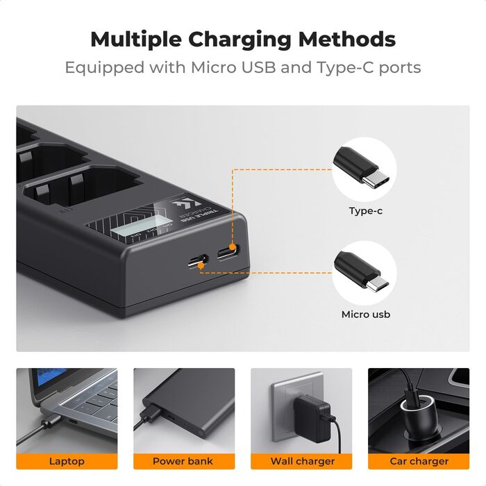 Зарядний пристрій K&F CONCEPT NP-FZ100 для камер Sony: A7iii, A7iv, A7Rv, A6700, A6600, A9, A1, FX3, FX30, ZV-E1 з LCD дисплеєм (3 слоти)