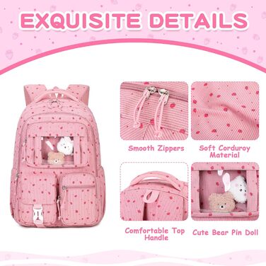 Дитячий рюкзак для дівчаток - шкільні сумки для учнів середньої школи - рюкзак для початкової школи (Рожева Полуниця)