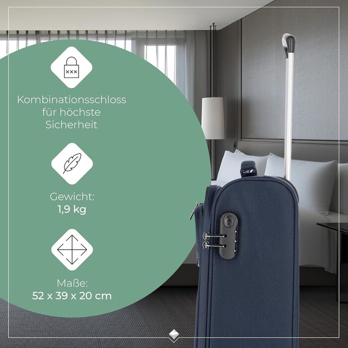 Чемодан-валіза Travelite Marine 52 см, 39 літрів: легкий, з замком, для ручної поклажі