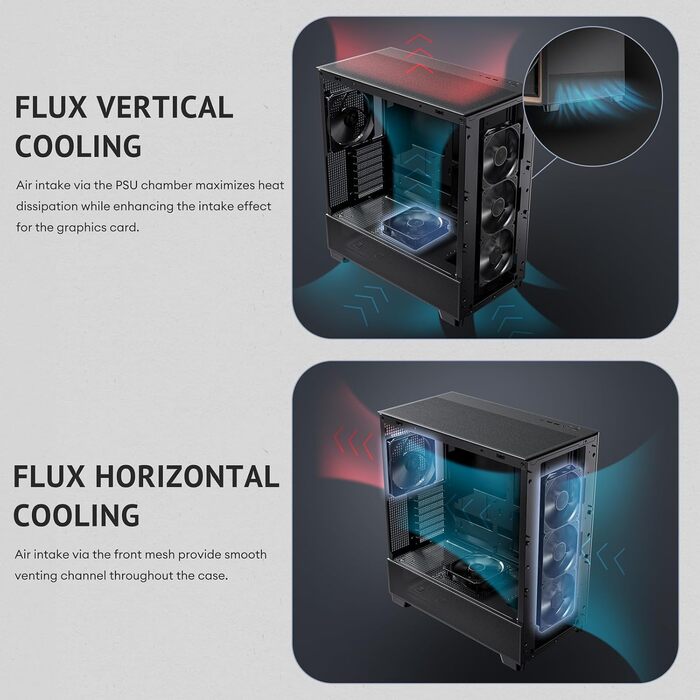 Корпус для ПК Antec Flux Midi Tower, чорний матовий, Gaming Case