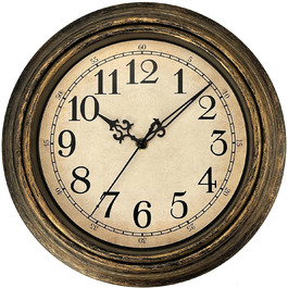 Plumeet Extra Large Wall Clock Classic 40.6cm, Quiet Retro Wall Clock without Ticking Sounds for Living Room - Bedroom - Battery Powered (Arabic Numerals)