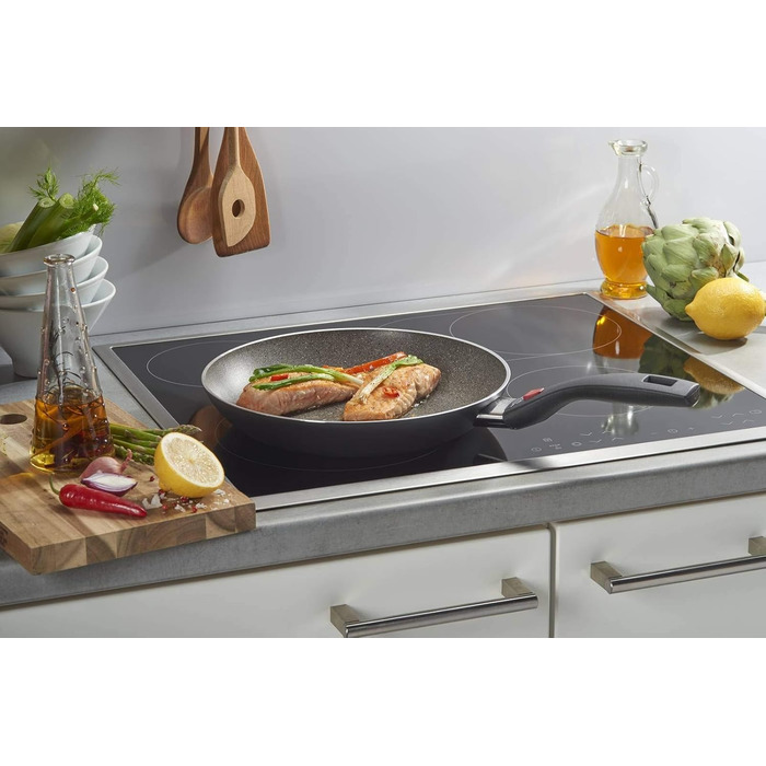 Набір сковорідок BALLARINI Click & Cook, 3 шт, антипригарне покриття Granitium, складані ручки, алюміній, 20/24/28 см, чорний-сірий