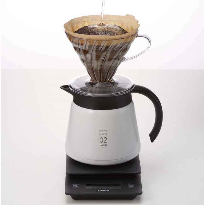 Чайник Hario V60-02, 600 мл, білий, нержавіюча сталь/пластик