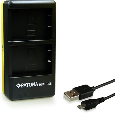 Зарядний пристрій Patona USB Dual для акумуляторів Olympus BLS-5/BLS-50/BLS-1 (OM-D E-M10 II-IV, Pen E-PL2-E-PL9, E-P3, PM1/PM2, Stylus 1, E-450) - одночасний заряд 2-х акумуляторів