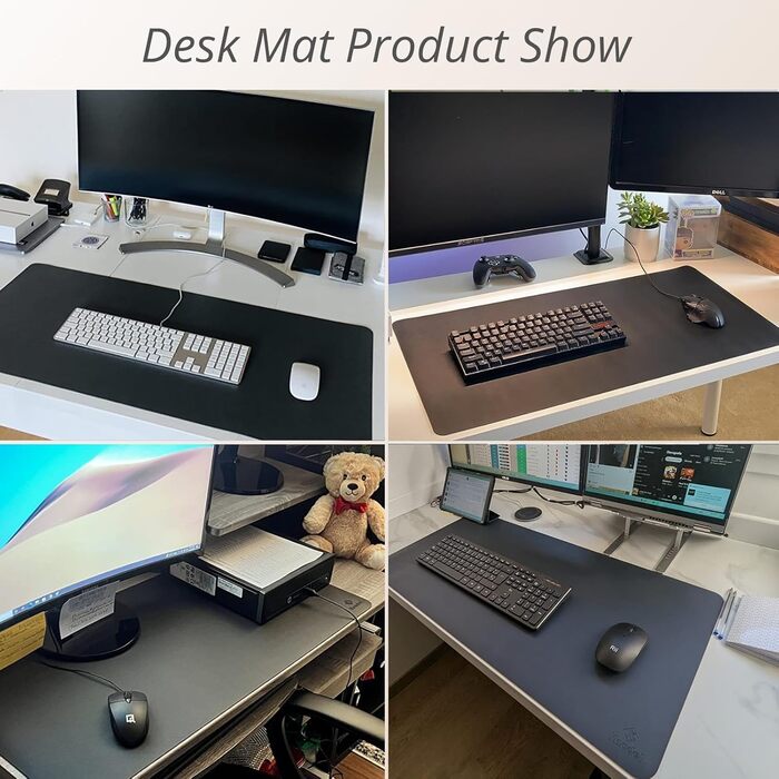 Килимок для столу Niviy з екошкіри, XXL, 80x40 см, чорний. Нековзкий, водонепроникний, для офісу та дому.