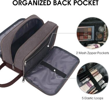 Чоловіча дорожня косметичка WANDF з канвасу, водонепроникна, веганська шкіра, для туалетних аксесуарів (зелена, тауп)