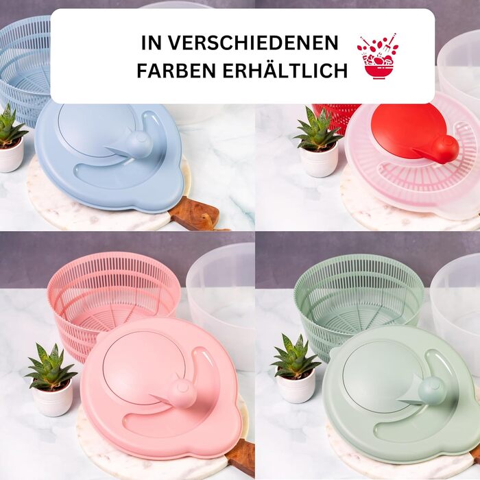 Westmark Fortuna: Салатниця-центрифуга, 5 л, пластик, BPA-Free, блакитна