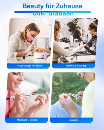 Електричний фрезер для нігтів CozyZen Professional: набір для манікюру та педикюру з LCD-дисплеєм, 45000 об/хв, для акрилу та гелю