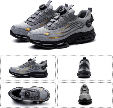 Черевики безпеки для чоловіків та жінок. Спортивні, дихаючі, з металевим підноском, антиковзаючі. Розміри 36-46 EU, колір сірий.