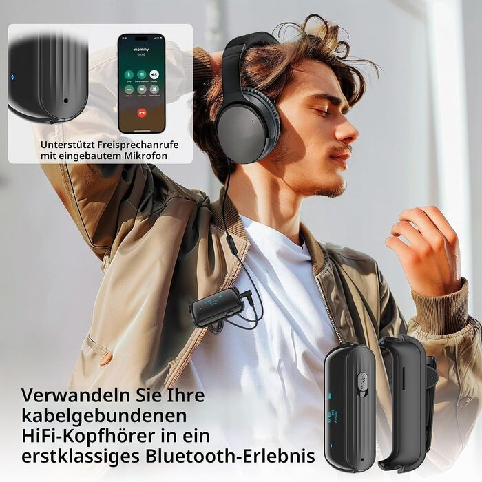 Bluetooth 5.2 адаптер для літака, трансмітер для підключення 2-х навушників/AirPods, чорний