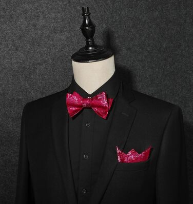 HISDERN Комплект краваток та нагрудного хустинки з квітковим принтом для чоловіків. Квітковий жакардовий комплект краваток для весілля та свят. Рожевий колір.