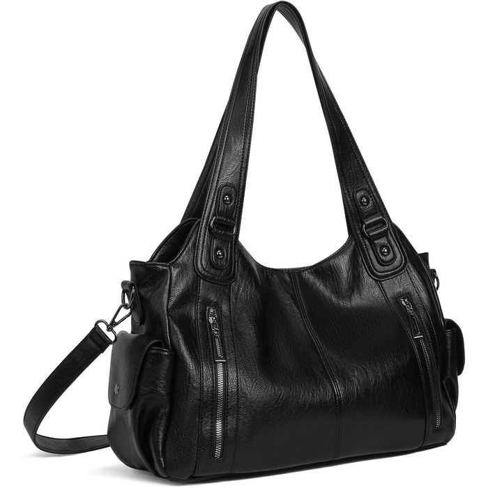 Сумка жіноча GSenhui вінтажна міська велика шопер з PU-шкіри, чорна, для подорожей, стиль панк