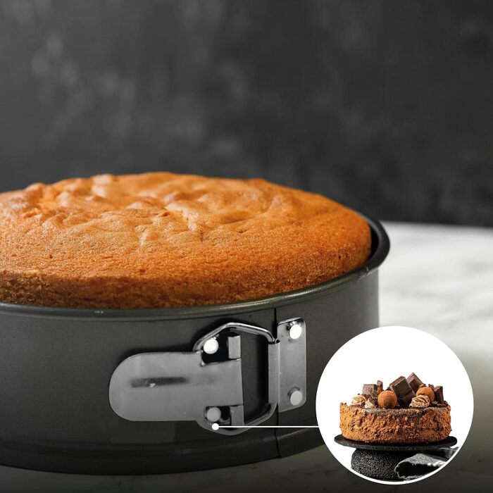 Форма для випічки SUJIBHI 20 см, вуглецева сталь з антипригарним покриттям, знімний дно, для чізкейків, брауні, тортів та випічки (1 шт.)