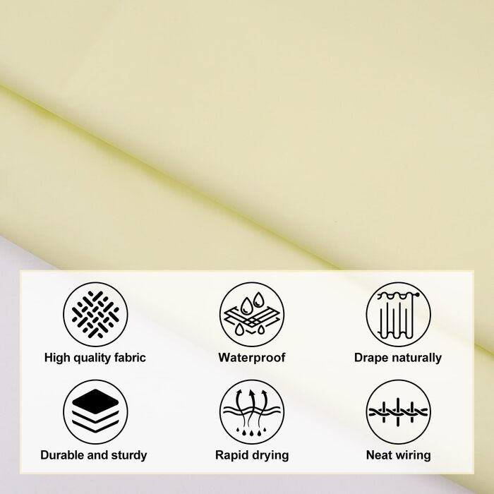 Жовтий водонепроникний душовий завіс для ванної кімнати 180x180 см з кільцями