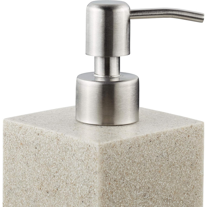 Дозатор мила Relaxdays 300 мл, наповнюваний, для ванної/кухні, білий (пісок), полірезин, нержавіюча сталь