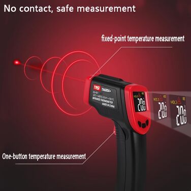 Інфрачервоний термометр лазерний, цифровий -37°F~1022°F / -32°C～400°C. Ідеально для приготування їжі, гриля, барбекю, вимірювання температури м'яса та цукру. Не для вимірювання температури тіла людини.