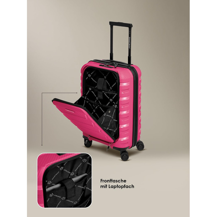 Набір валіз SMARTBOX Hartschalen 3 шт. з розширенням 3 см, з TSA-замком, з відділенням для ноутбука (Рожевий, S (55 см))