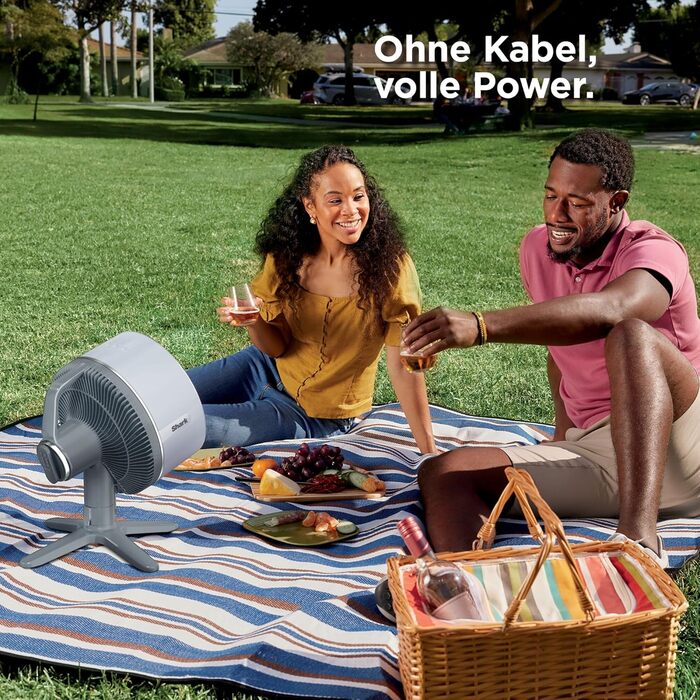 Вентилятор Shark FlexBreeze TableMate FA150EU: акумуляторний, для дому та вулиці, до 24 годин роботи, швидке охолодження, радіус дії 20 м, тихий, 5 швидкостей, осциляція, з пультом керування