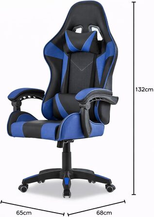 Геймерське крісло Walden Ergonomic для офісу та комп'ютера, зелене/синє, з регульованою спинкою та висотою