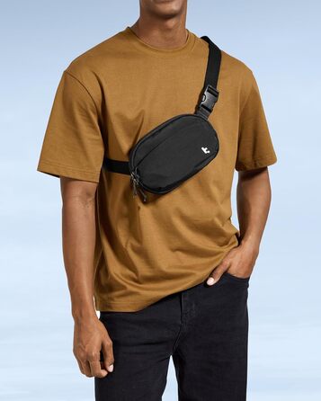 tomtoc жіноча поясна сумка-слінг з RFID захистом, 1.5 л, для подорожей, повсякденного використання, фестивалів, спорту, хайкінгу, зелена (чорна)