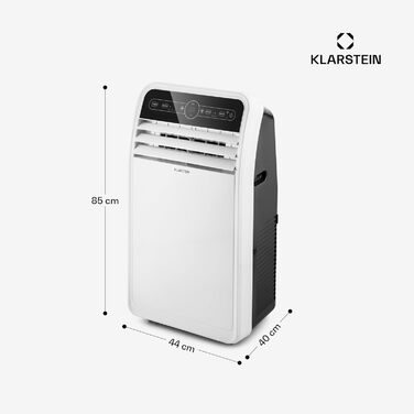 Мобільний кондиціонер Klarstein з випускним шлангом, 4-в-1: кондиціонер, вентилятор, осушувач повітря та нічний режим. Компактний та портативний кондиціонер для дому та офісу, низьке енергоспоживання, 7000 BTU, білий (12000 BTU, білий)