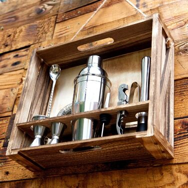 Набір для приготування коктейлів PAVOCI: 11 предметів, шейкер, барменський інструмент з нержавіючої сталі, дерев'яний підставник, аксесуари. Ідеально для дому, бару, професійного використання