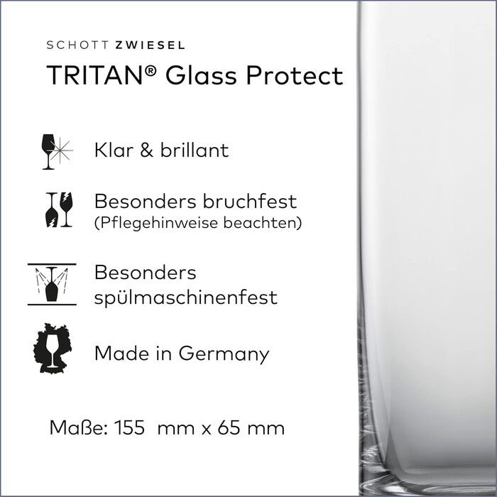 SCHOTT ZWIESEL Longdrink Glasses Convention (Set of 6), straight-lined glasses for long drinks, dishwasher-safe Tritan crystal glasses, Made in Germany (Article No. 175495)