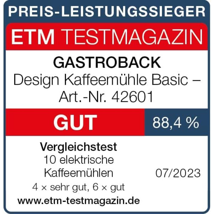 Кавомолка Gastroback 42601 Design Basic, нержавіюча сталь, 5 режимів помолу, для фільтр-кави та еспресо, сіра