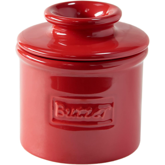 Butter Bell - The Original Butter Bell by L. Tremain, French Ceramic Butter Dish for Spreadable Butter, Maraschino Red, Glossy Surface, Retro Café Collection