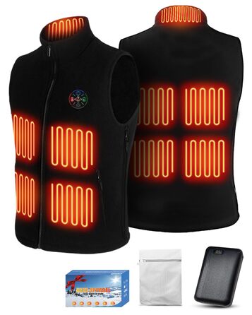Електрична гріюча жилетка з підігрівом для жінок та чоловіків, 5V/7.4V, 20000mAh, 10 зон нагріву, 3 температурні режими, для велоспорту, активного відпочинку, роботи на вулиці, кемпінгу, розмір L, чорна