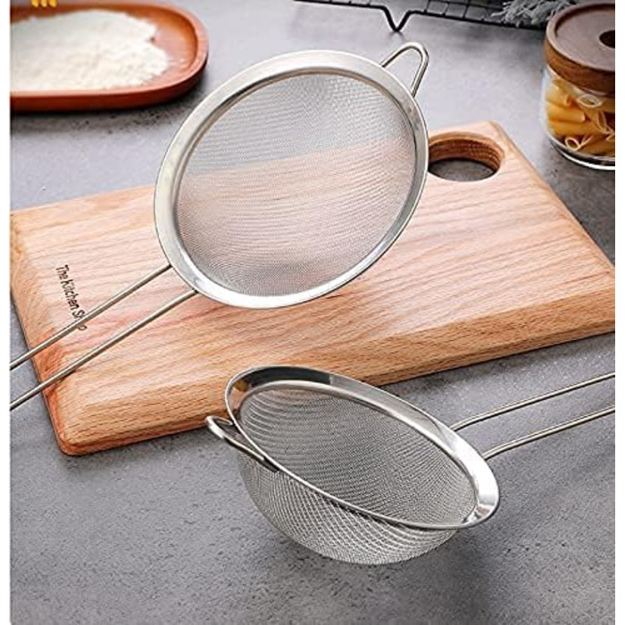 Набір сит для кухні Cymax з нержавіючої сталі (3 шт.) 7/12/18 см - сито для борошна, сито для пасти, посипач цукрової пудри