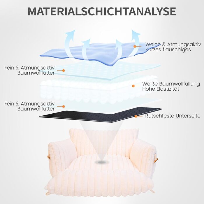 М'яке лежанка для котів та собак CheerPals – 63 x 55–66 см, знімний, миючий чохол, антиковзаюча підставка