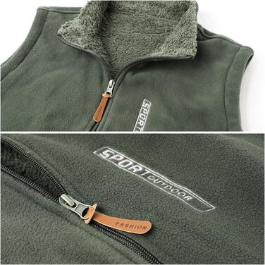Чоловічий флісовий жилет з коміром-стійкою для активного відпочинку, теплий зимовий жилет з кишенями на блискавці, з підкладкою (Зелений, 3XL)