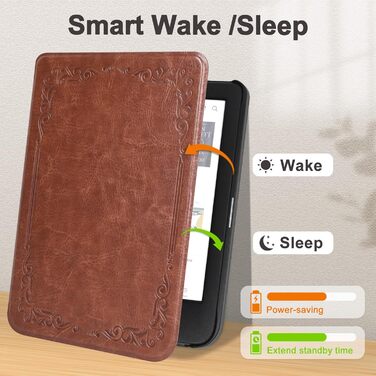 Чохол для Tolino Shine Color/Shine 5(2024)/Shine 4(2022) & Kobo Clara Colour | BW | 2E, тонкий захисний чохол з авто-ввімкненням/вимкненням (квітка), коричневий