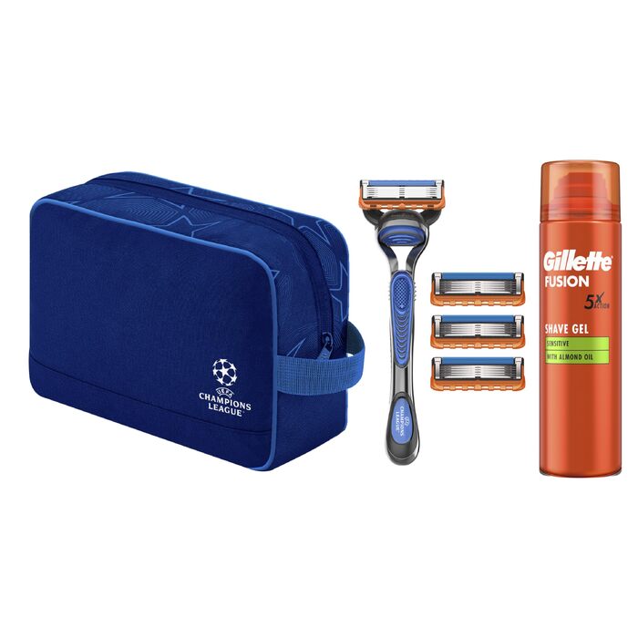 Подарунковий набір бритви Gillette Fusion 5 для чоловіків, сталевий корпус, чорний колір