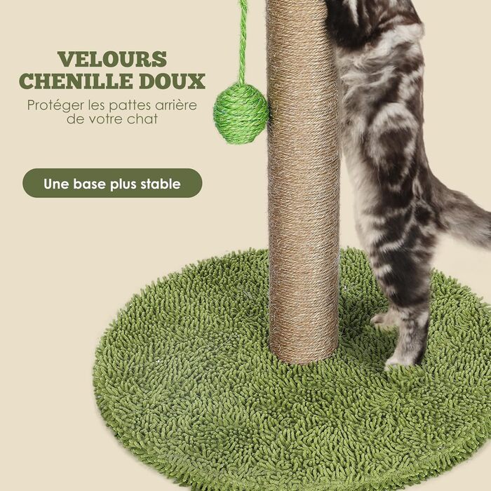 Kratzbaum, 31.5 inches (80cm) High Scratching Post, Cat Tree, Scratching Trunk for Medium and Small Cats, Natural Sisal Scratching Post with Interactive Plush Ball, Beige (Round Palm Style Scratching Trunk)
