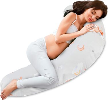 Подушка для вагітних Totsy Baby XXL 190 см з бавовни Oeko-Tex (бежева з зірками)